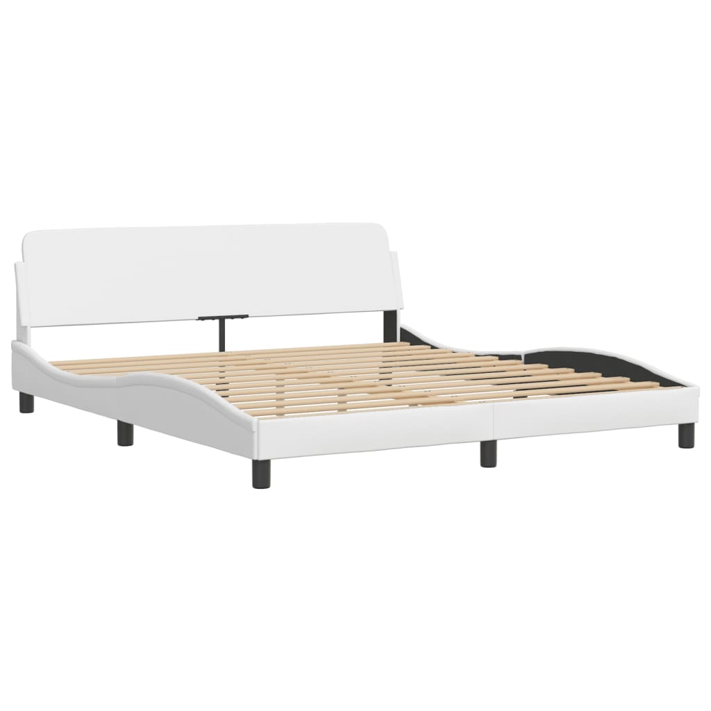 Bett mit Matratze Weiß 180x200 cm Kunstleder