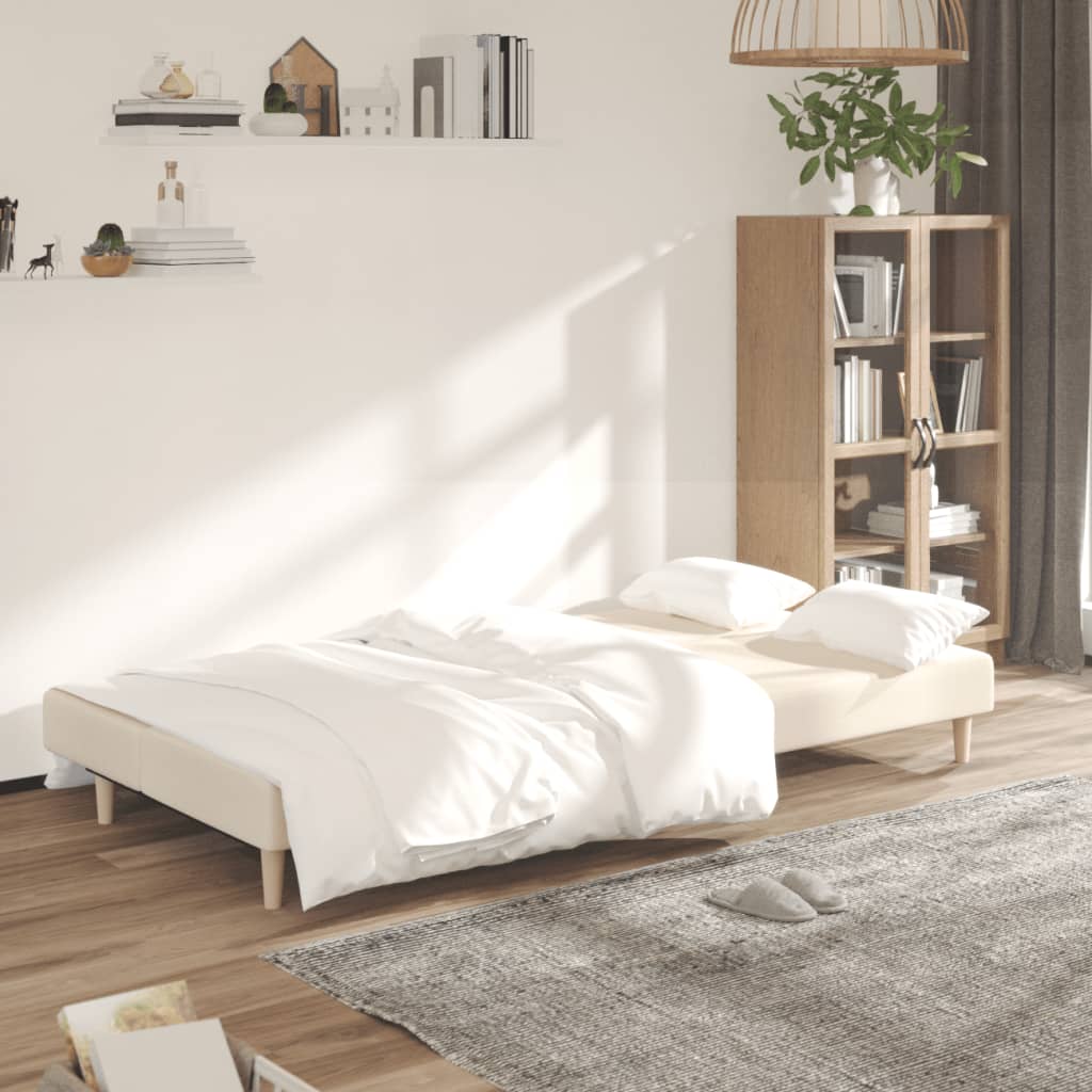 Schlafsofa 2-Sitzer Creme Stoff