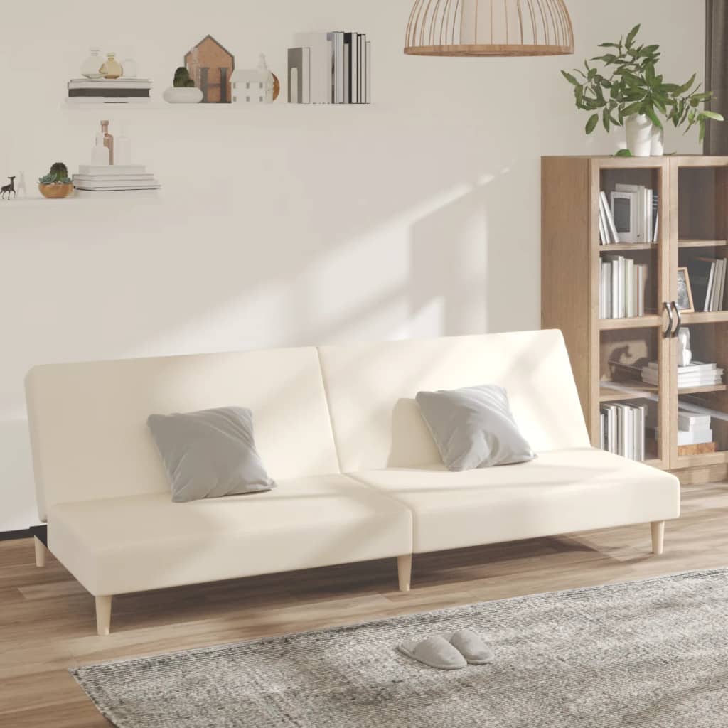 Schlafsofa 2-Sitzer Creme Stoff