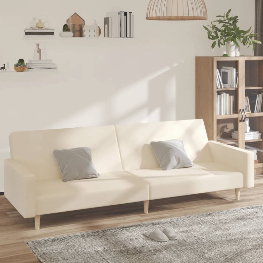 Schlafsofa 2-Sitzer Creme Stoff