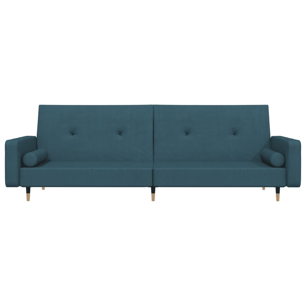 Schlafsofa 2-Sitzer mit 2 Kissen Blau Samt