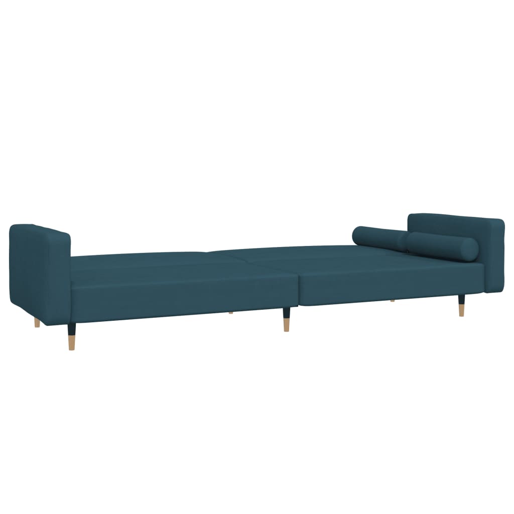 Schlafsofa 2-Sitzer mit 2 Kissen Blau Samt