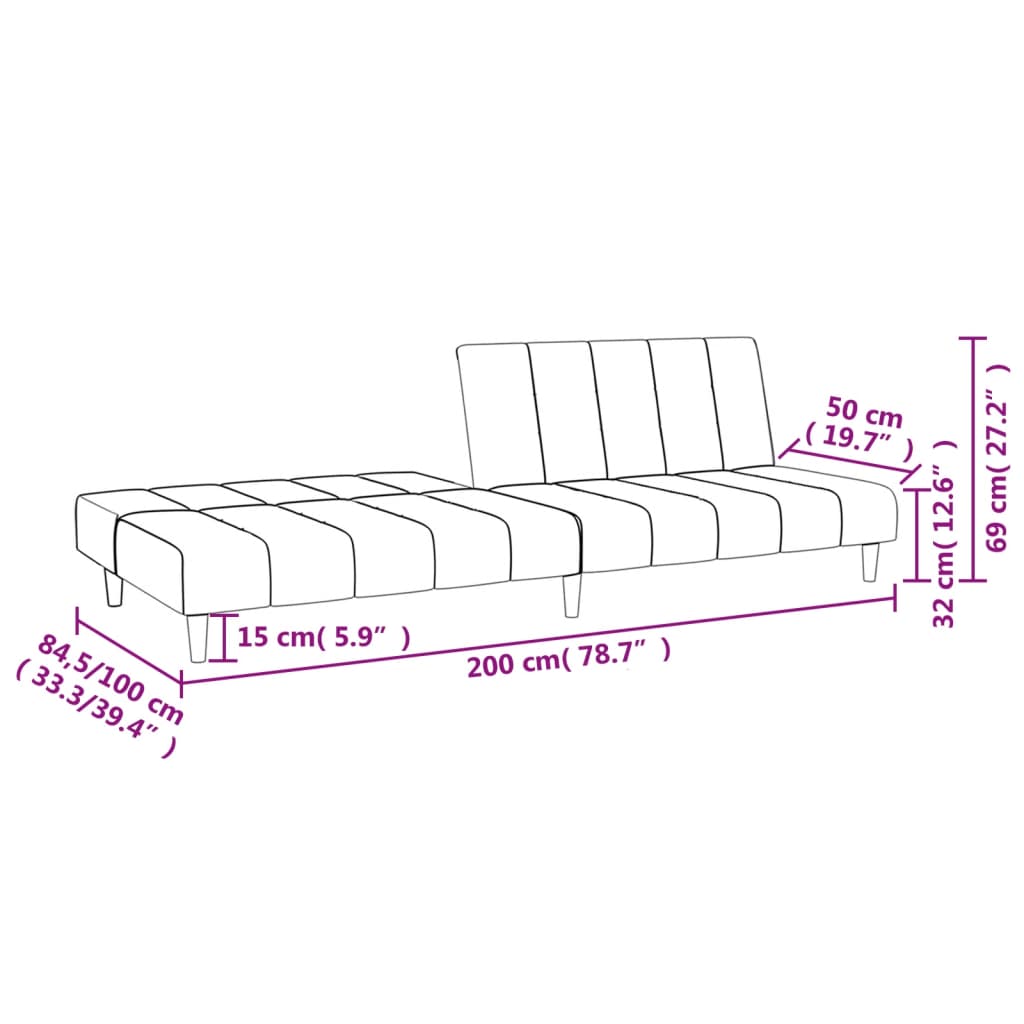 Schlafsofa 2-Sitzer Dunkelgrau Samt