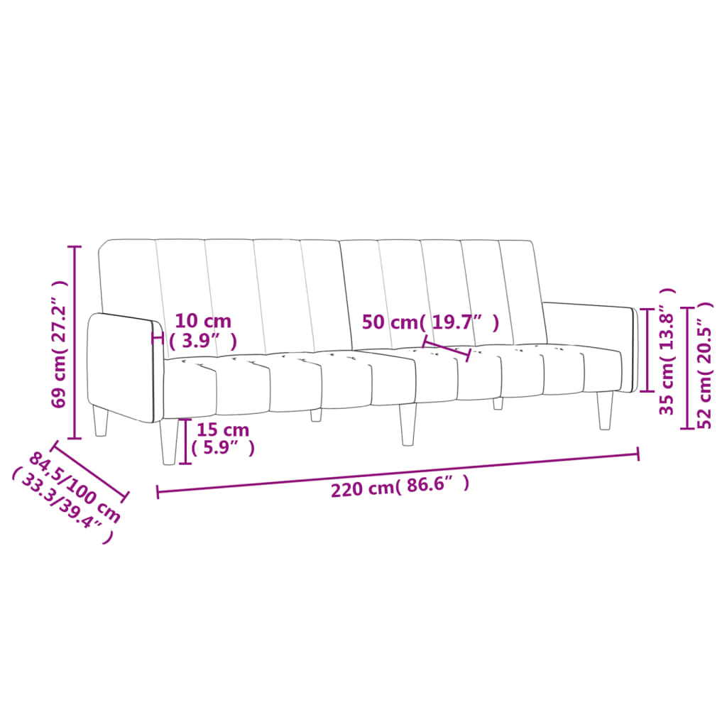 Schlafsofa 2-Sitzer Dunkelgrün Samt