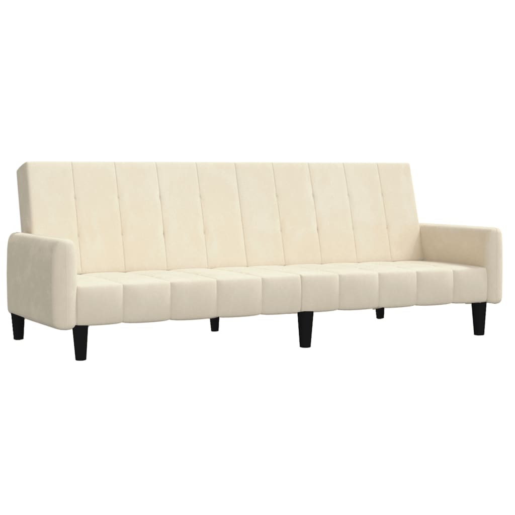 Schlafsofa 2-Sitzer Creme Samt