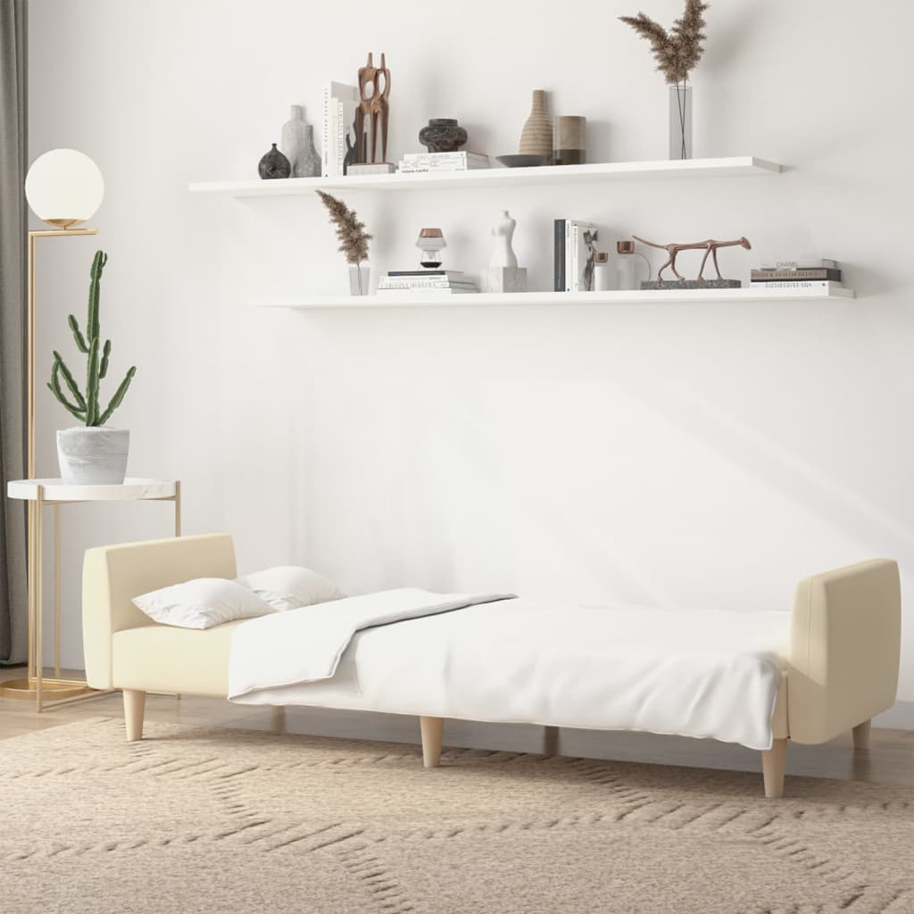 Schlafsofa 2-Sitzer Creme Stoff