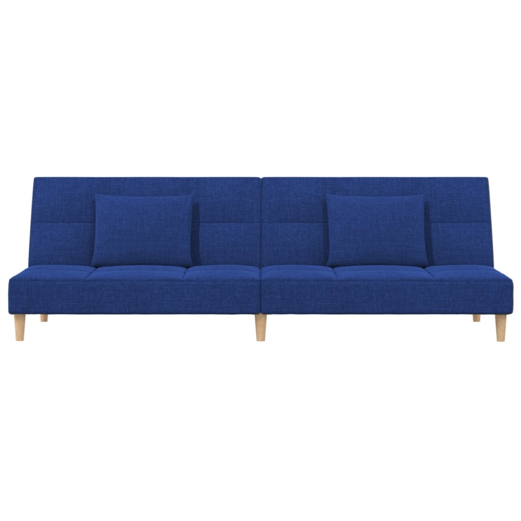 Schlafsofa 2-Sitzer mit 2 Kissen Blau Stoff