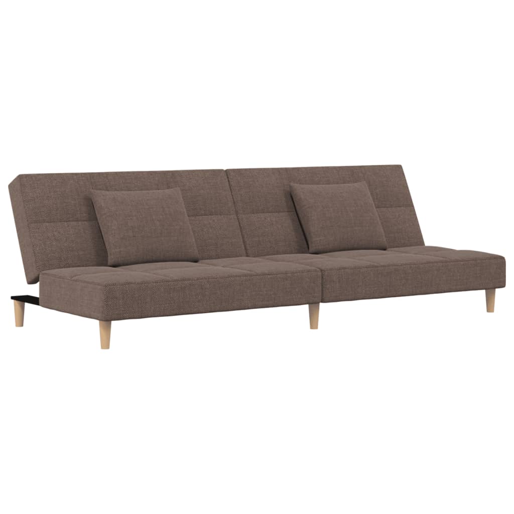 Schlafsofa 2-Sitzer mit 2 Kissen Taupe Stoff