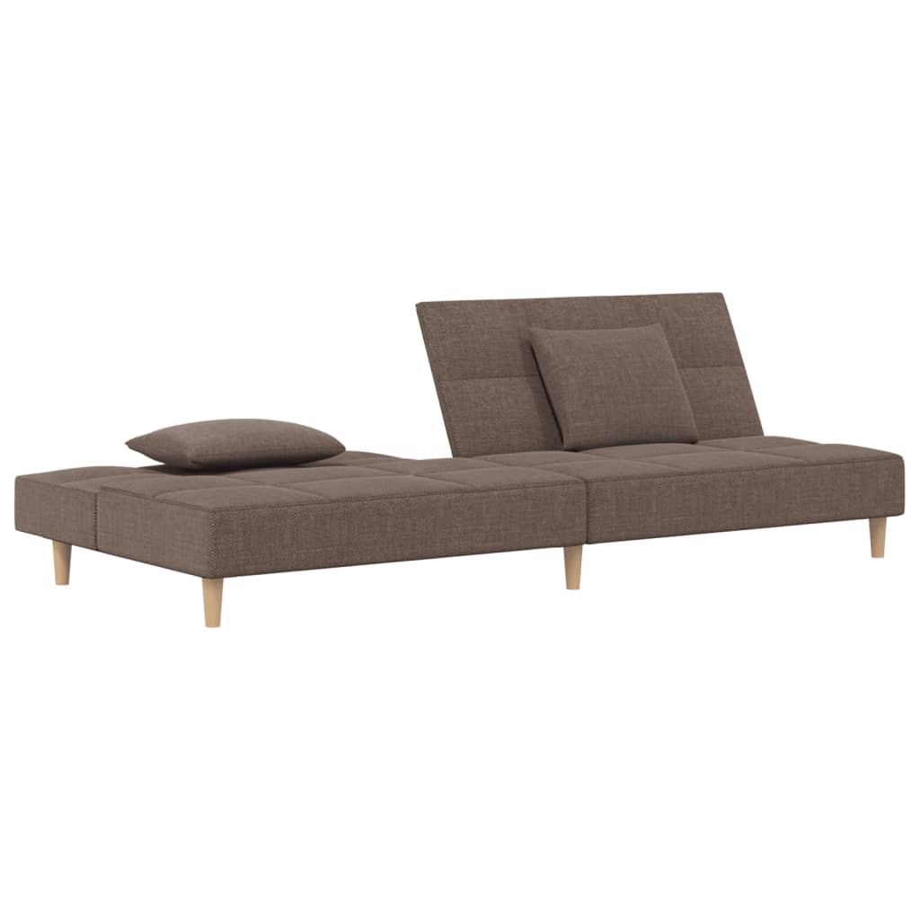 Schlafsofa 2-Sitzer mit 2 Kissen Taupe Stoff