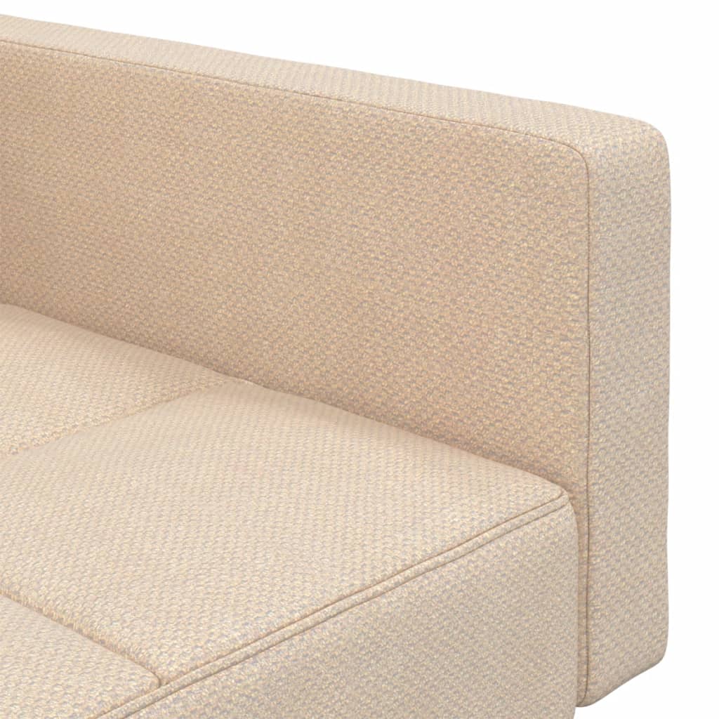 Schlafsofa 2-Sitzer mit 2 Kissen Creme Stoff