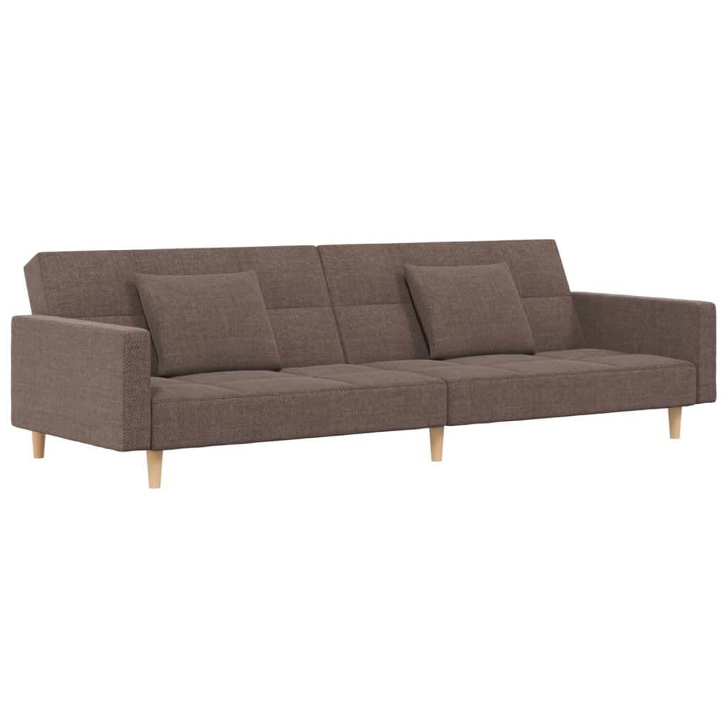 Schlafsofa 2-Sitzer mit 2 Kissen Taupe Stoff