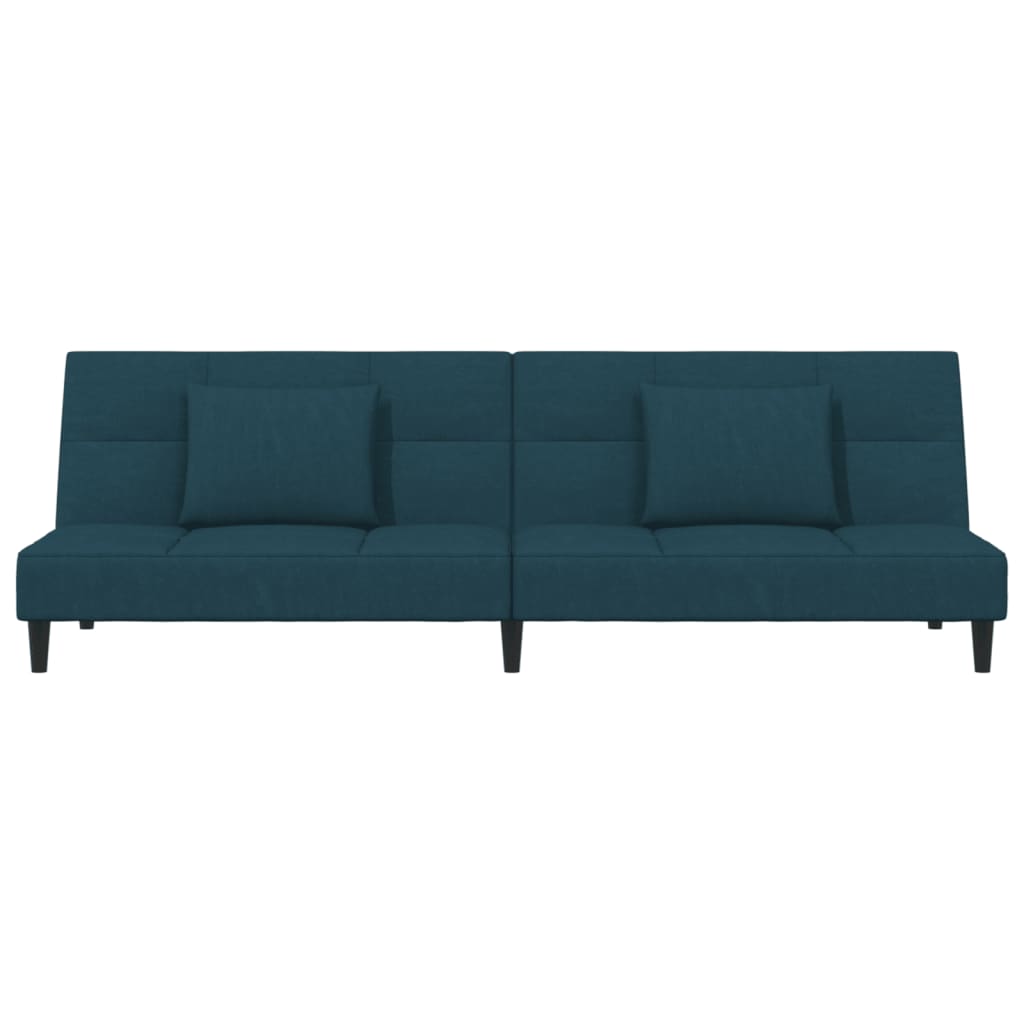 Schlafsofa 2-Sitzer mit 2 Kissen Blau Samt