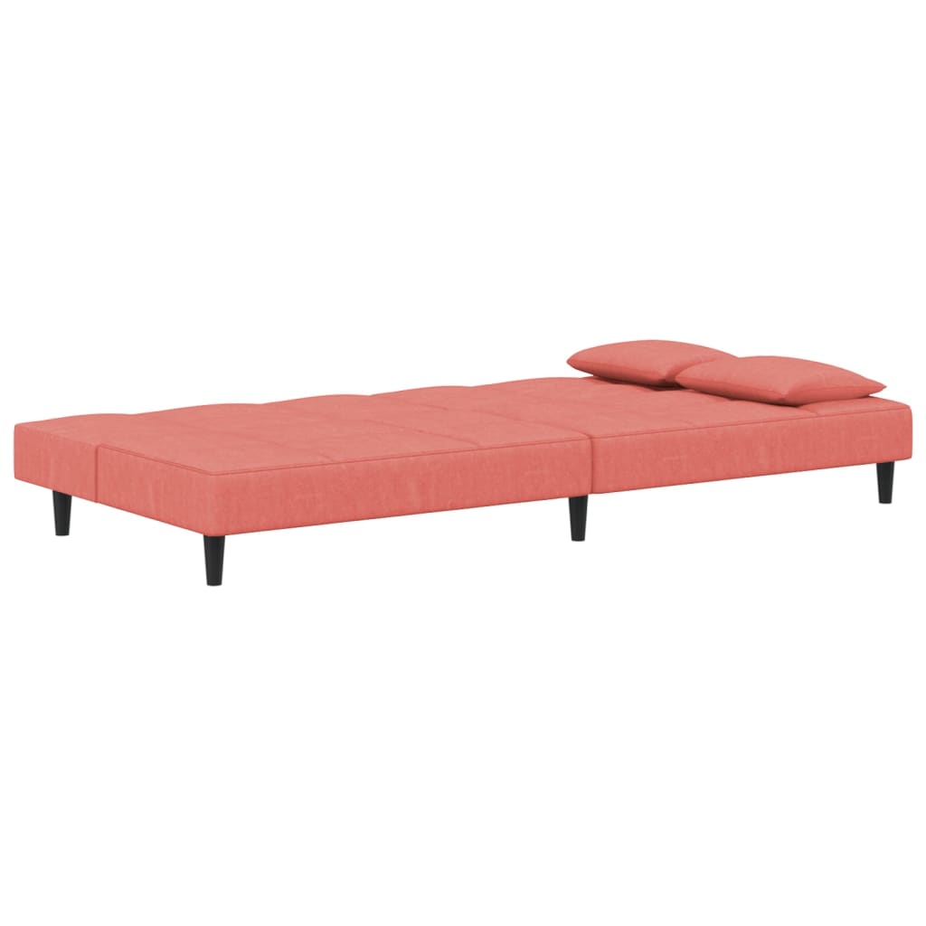 Schlafsofa 2-Sitzer mit 2 Kissen Rosa Samt