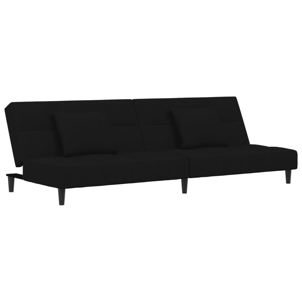 Schlafsofa 2-Sitzer mit 2 Kissen Schwarz Samt