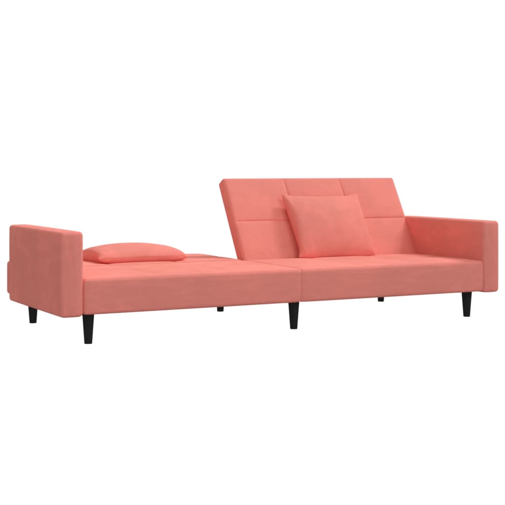 Schlafsofa 2-Sitzer mit 2 Kissen Rosa Samt