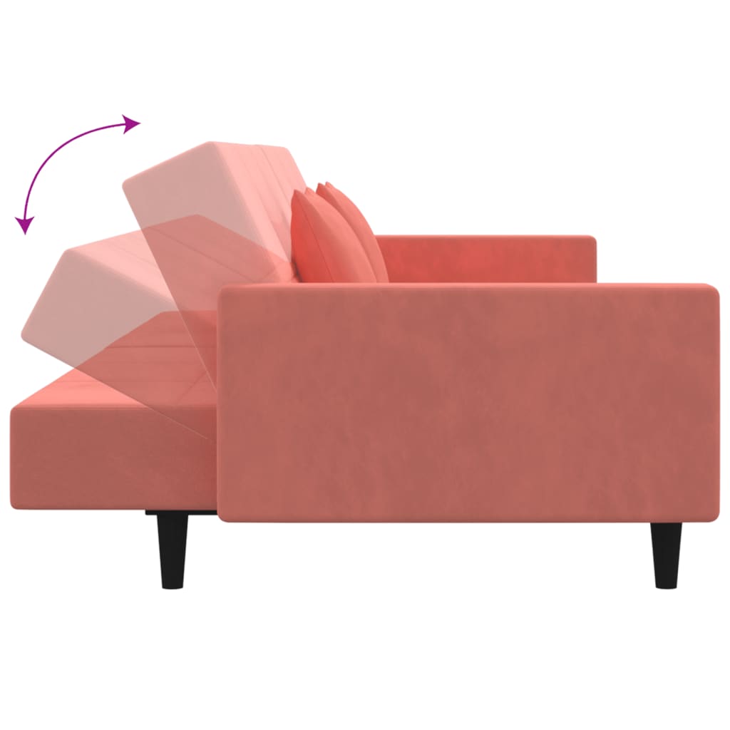 Schlafsofa 2-Sitzer mit 2 Kissen Rosa Samt