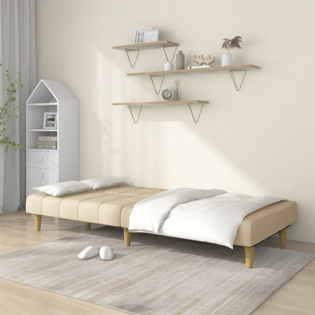 Schlafsofa 2-Sitzer Creme Stoff