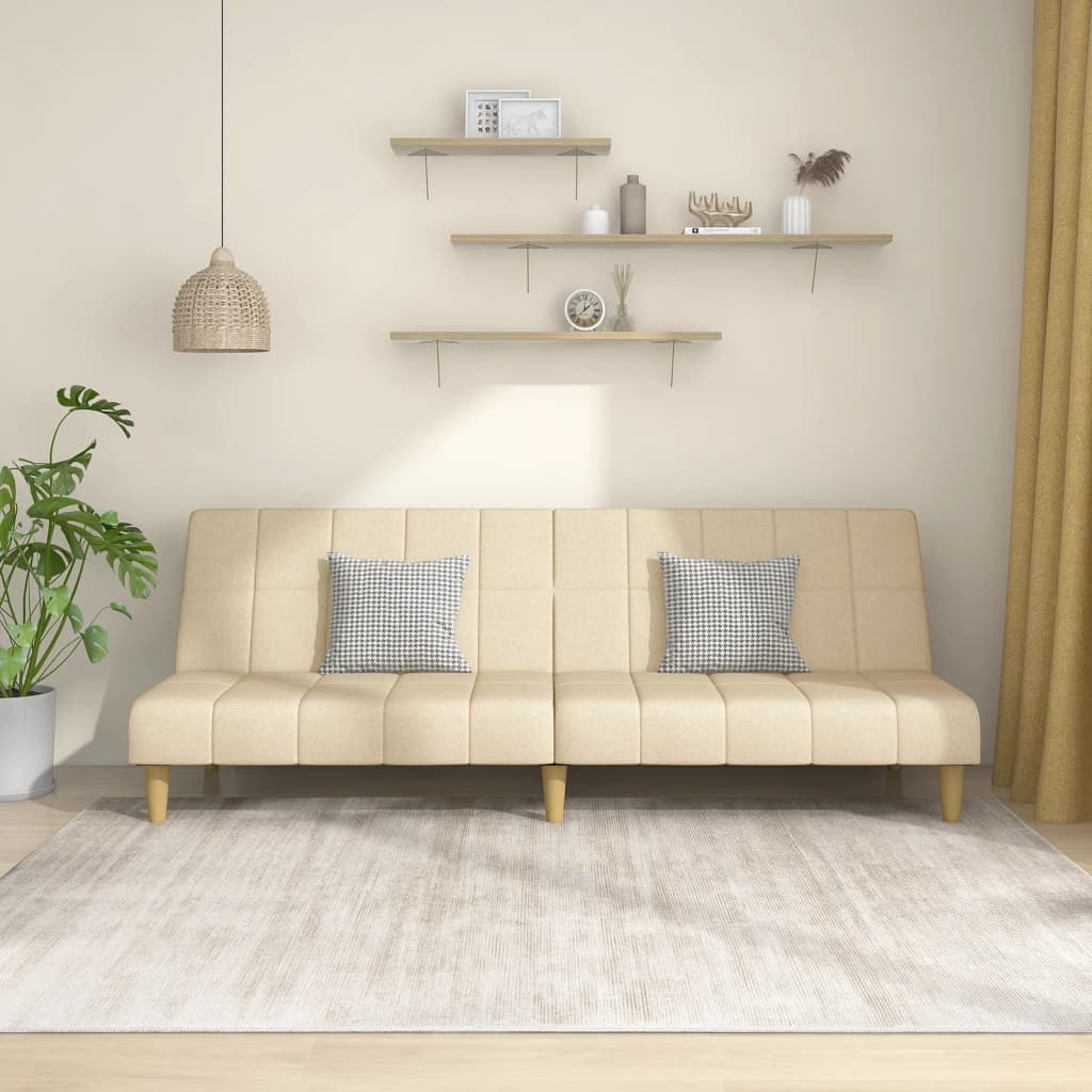 Schlafsofa 2-Sitzer Creme Stoff