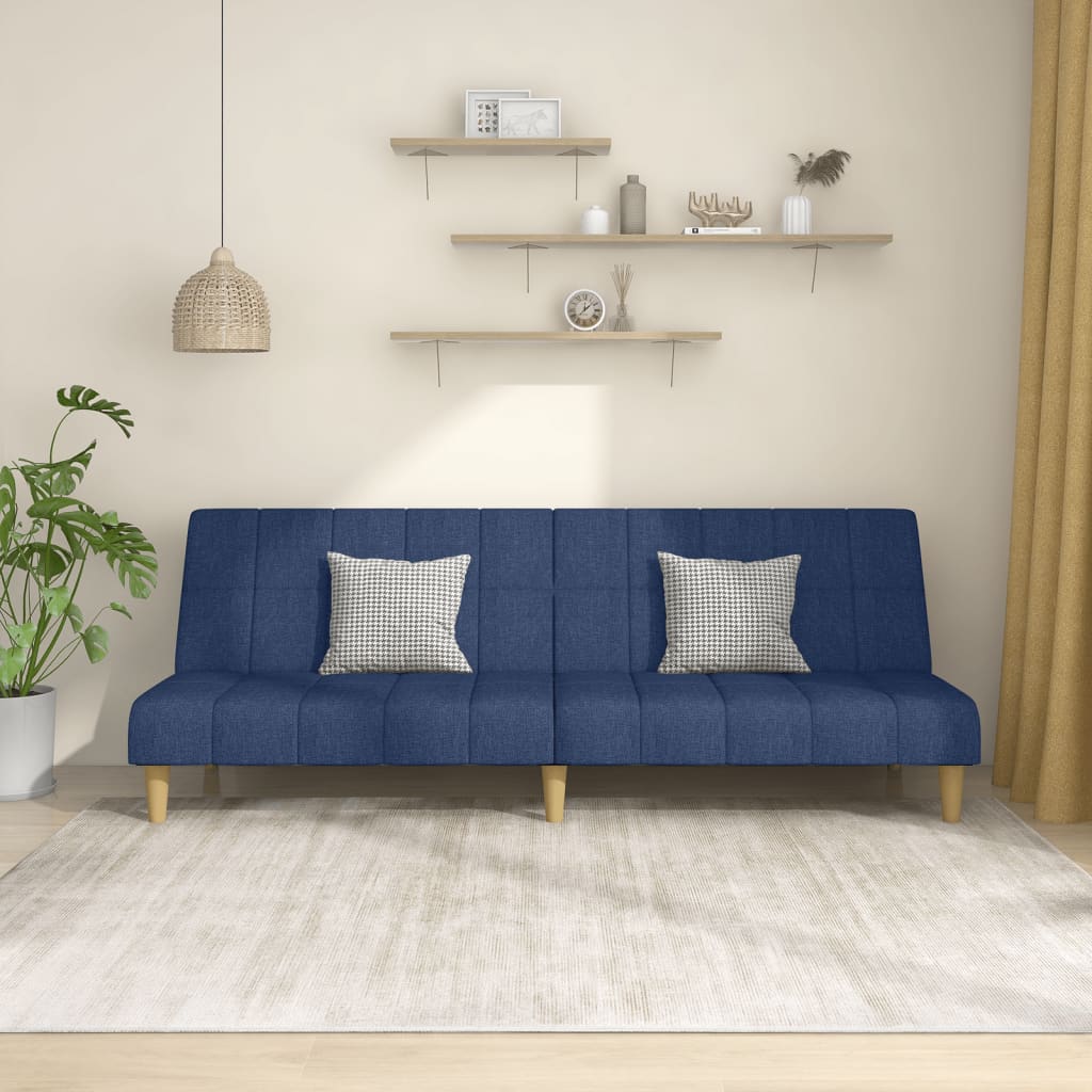 Schlafsofa 2-Sitzer Blau Stoff