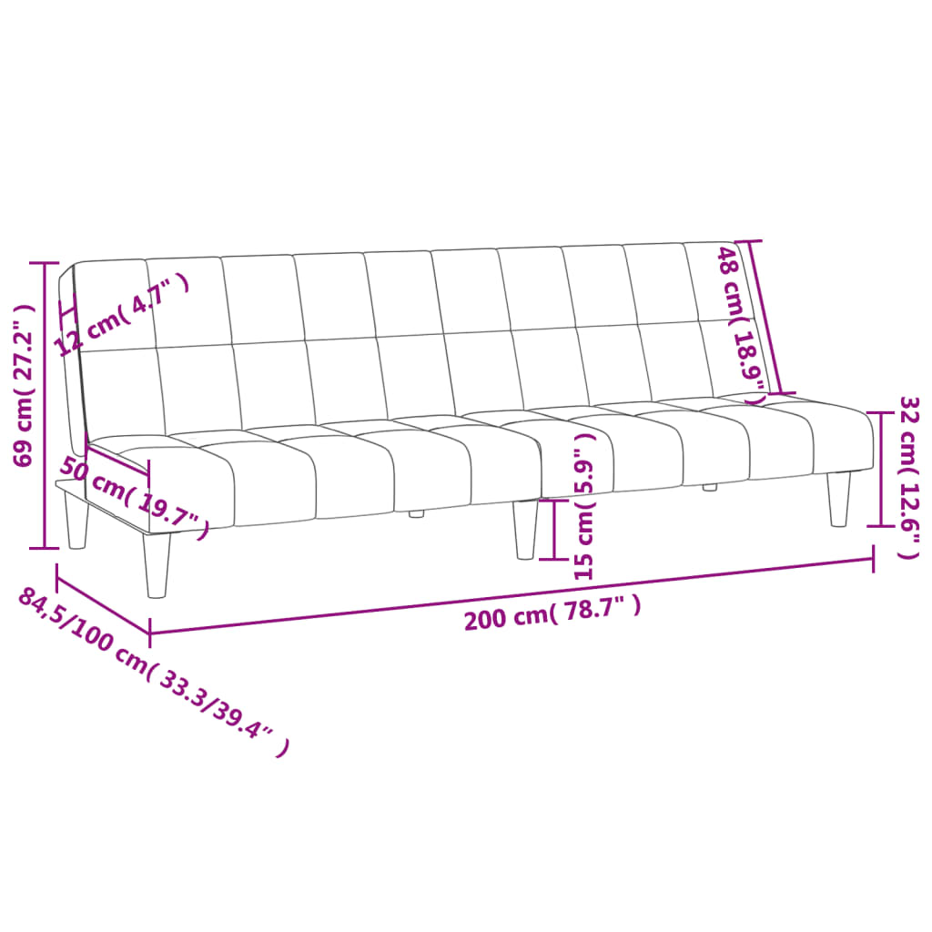 Schlafsofa 2-Sitzer Gelb Stoff