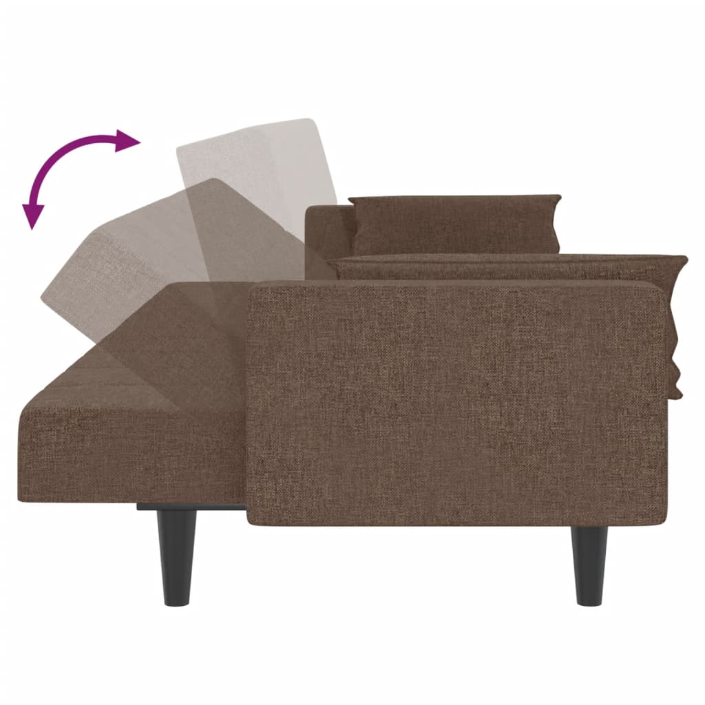 Schlafsofa 2-Sitzer mit 2 Kissen Taupe Stoff