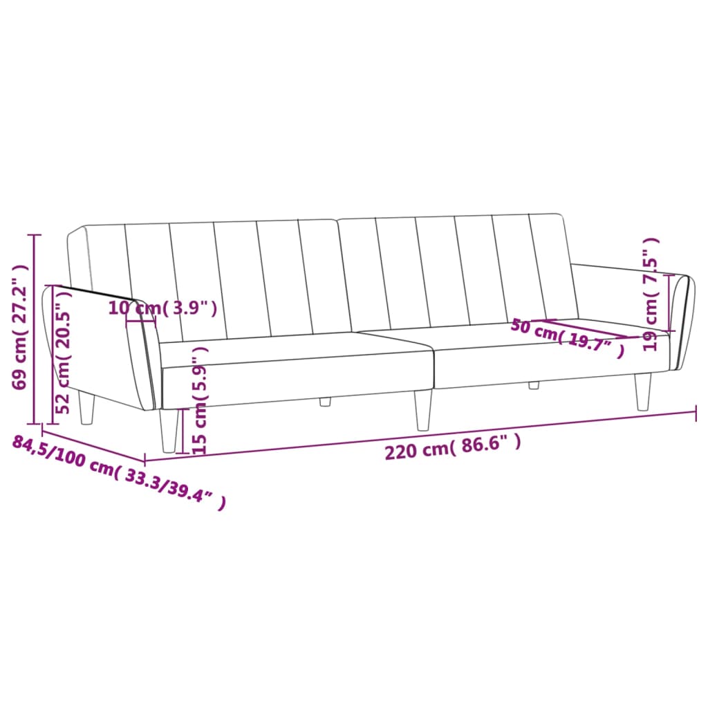 Schlafsofa 2-Sitzer Dunkelgrau Stoff