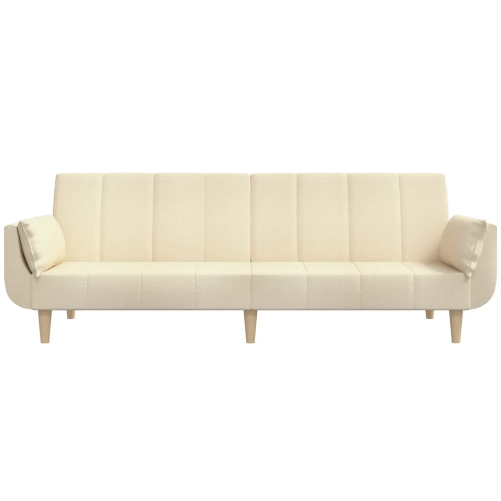 Schlafsofa 2-Sitzer mit 2 Kissen Creme Stoff