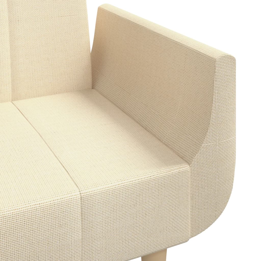 Schlafsofa 2-Sitzer mit 2 Kissen Creme Stoff