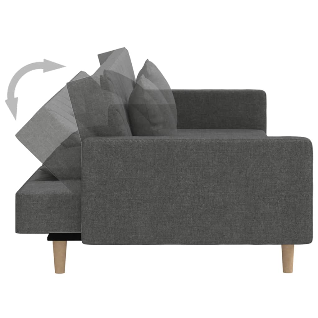 Schlafsofa 2-Sitzer mit 2 Kissen Dunkelgrau Stoff