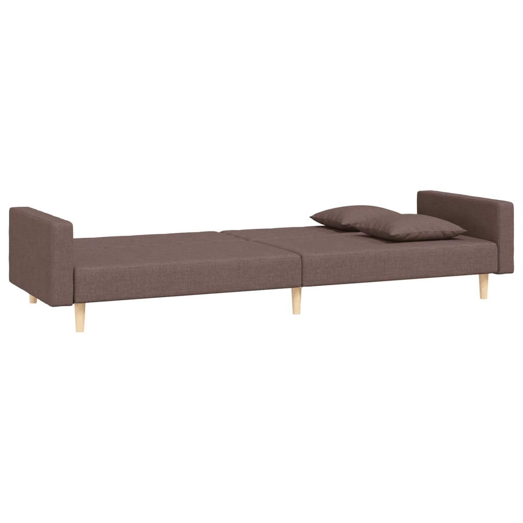 Schlafsofa 2-Sitzer mit 2 Kissen Taupe Stoff