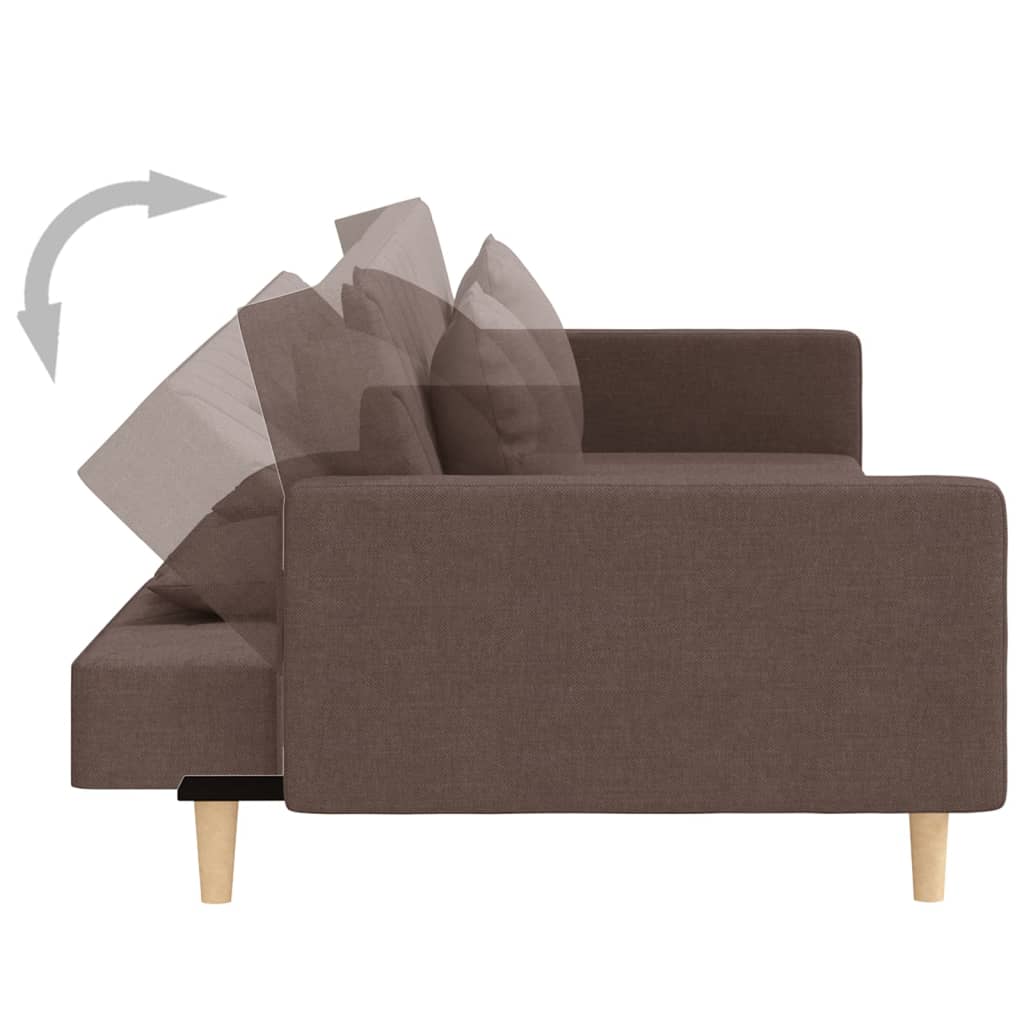 Schlafsofa 2-Sitzer mit 2 Kissen Taupe Stoff