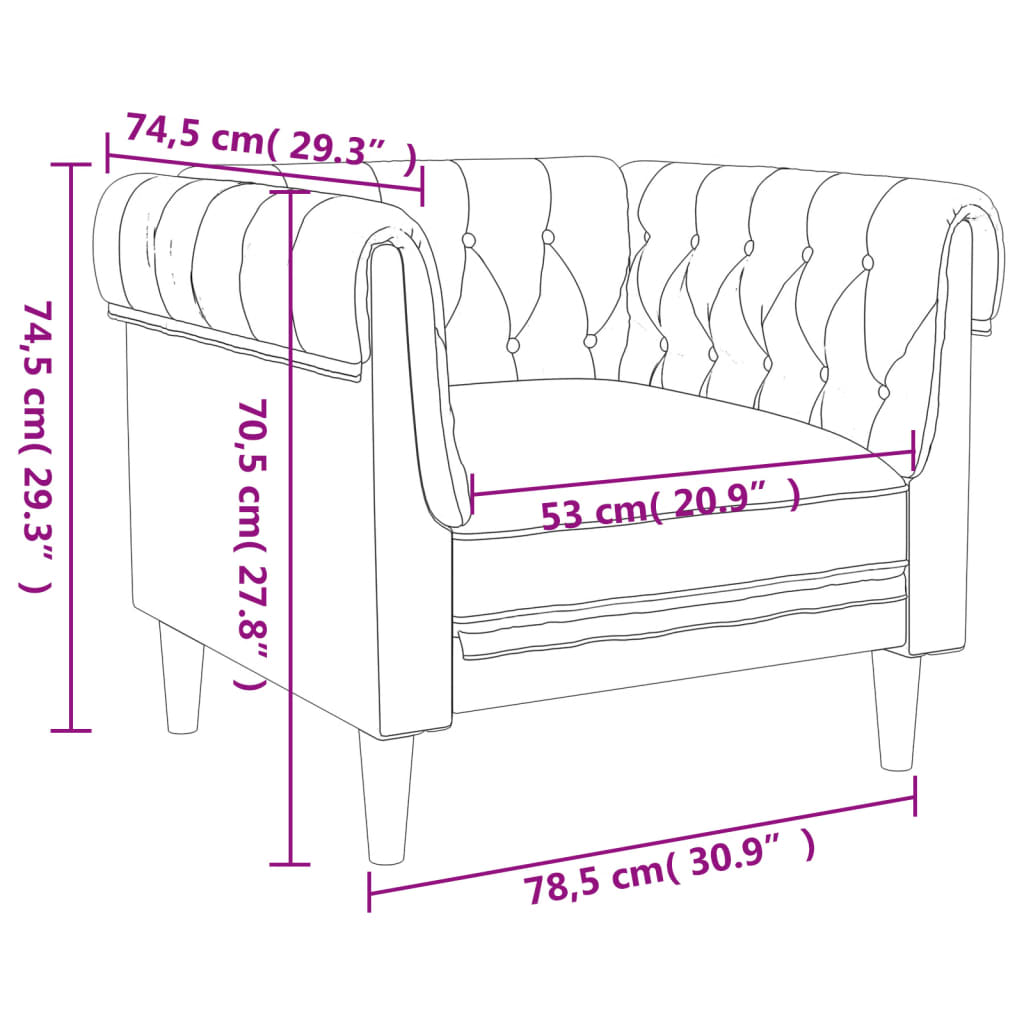 Chesterfield-Sessel Taupe Stoff