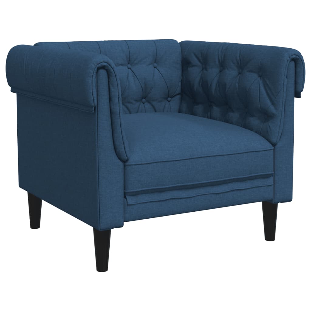 Chesterfield-Sessel Blau Stoff