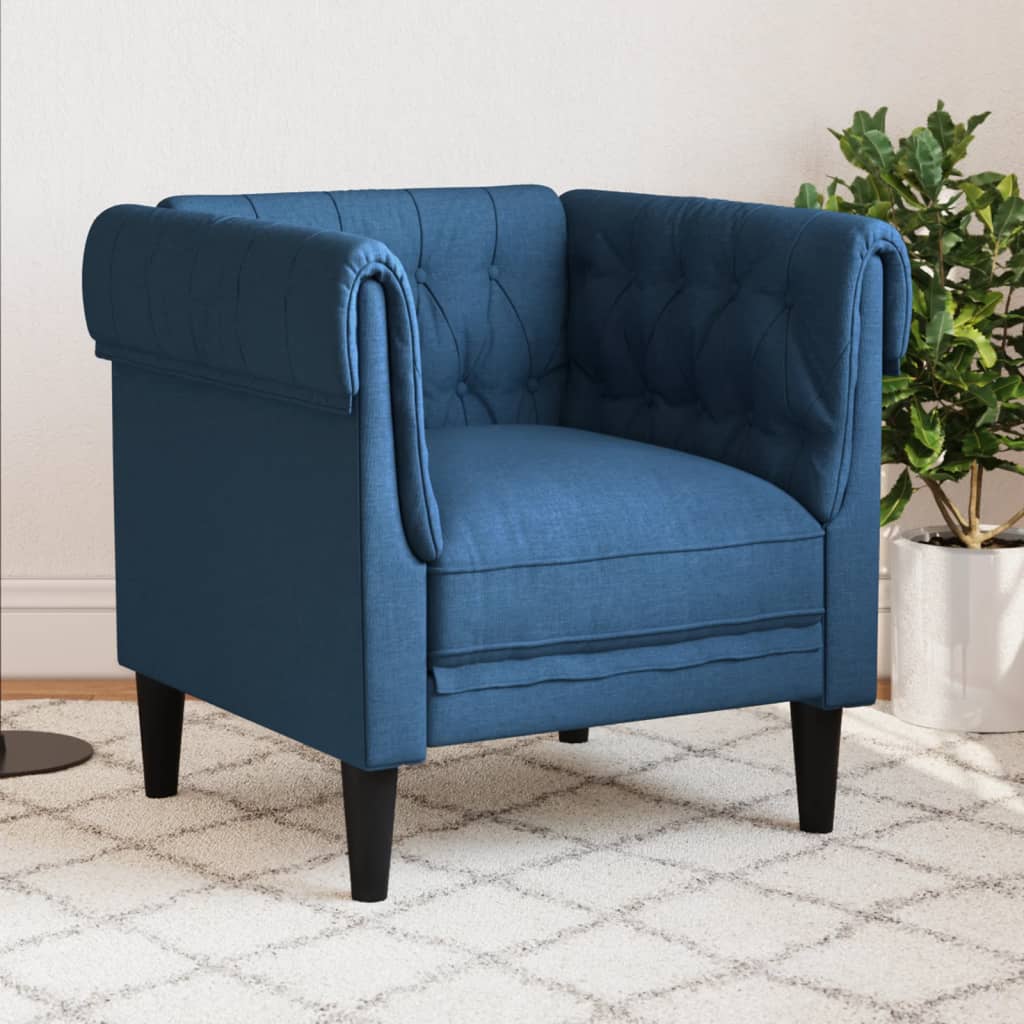 Chesterfield-Sessel Blau Stoff