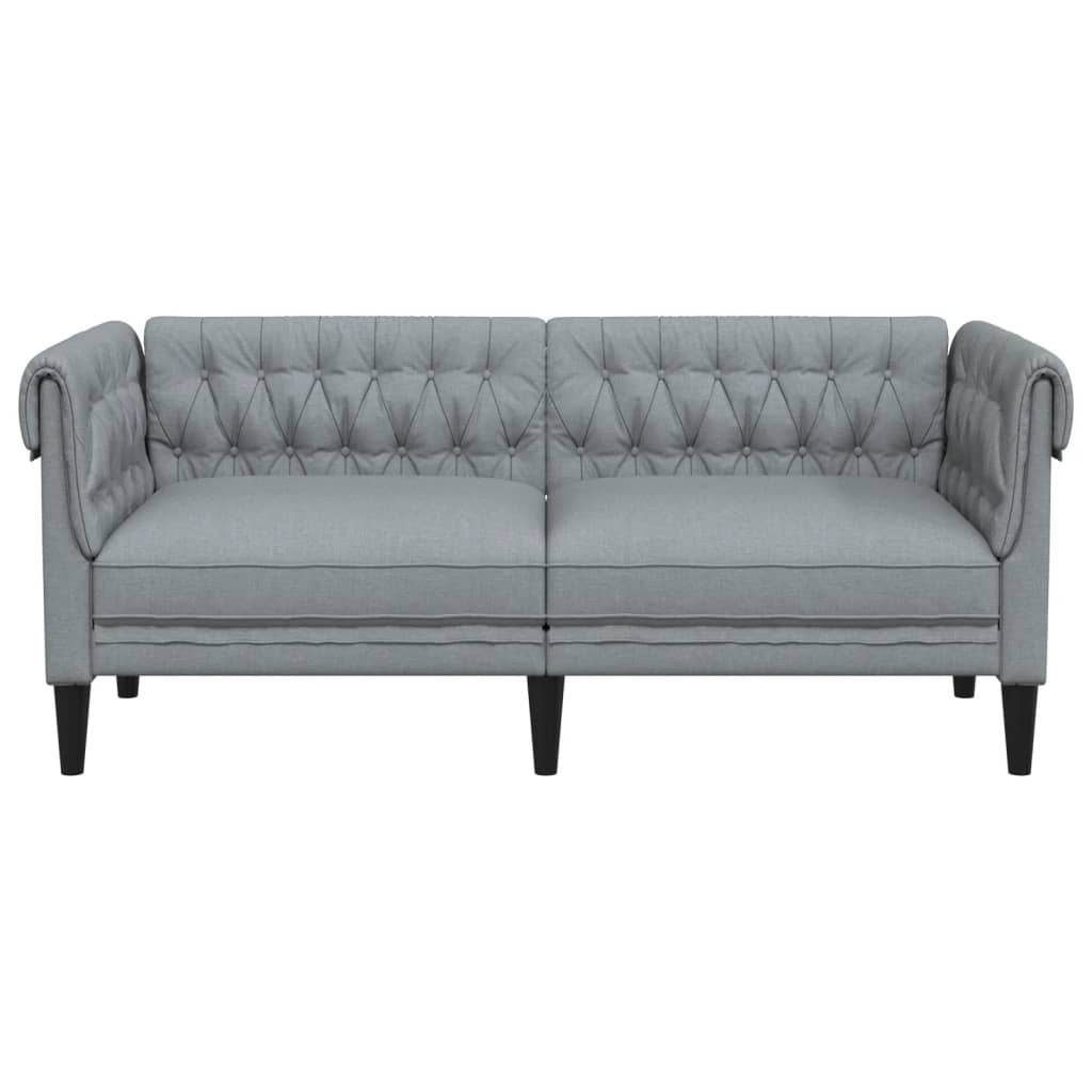 Chesterfield-Sofa 2-Sitzer Hellgrau Stoff