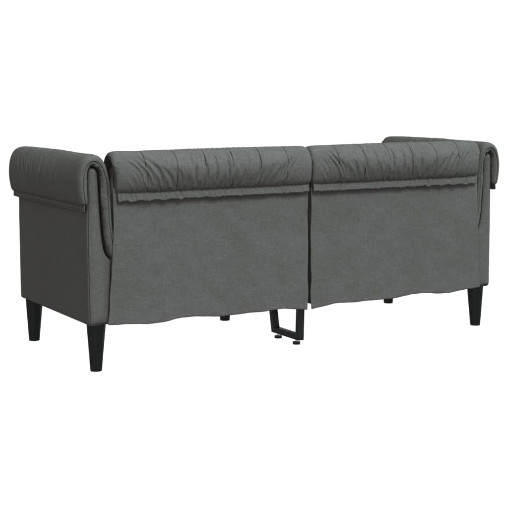 Chesterfield-Sofa 2-Sitzer Dunkelgrau Stoff