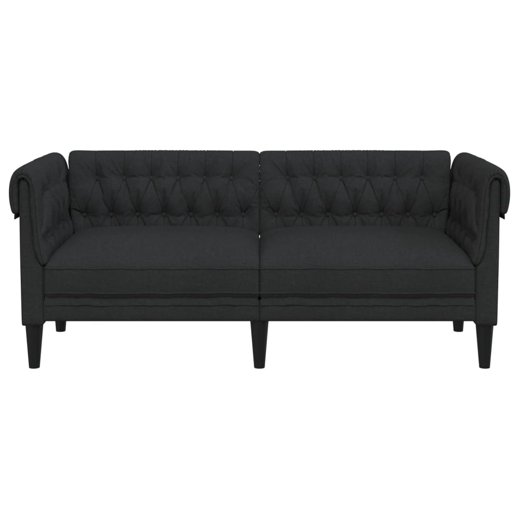 Chesterfield-Sofa 2-Sitzer Schwarz Stoff