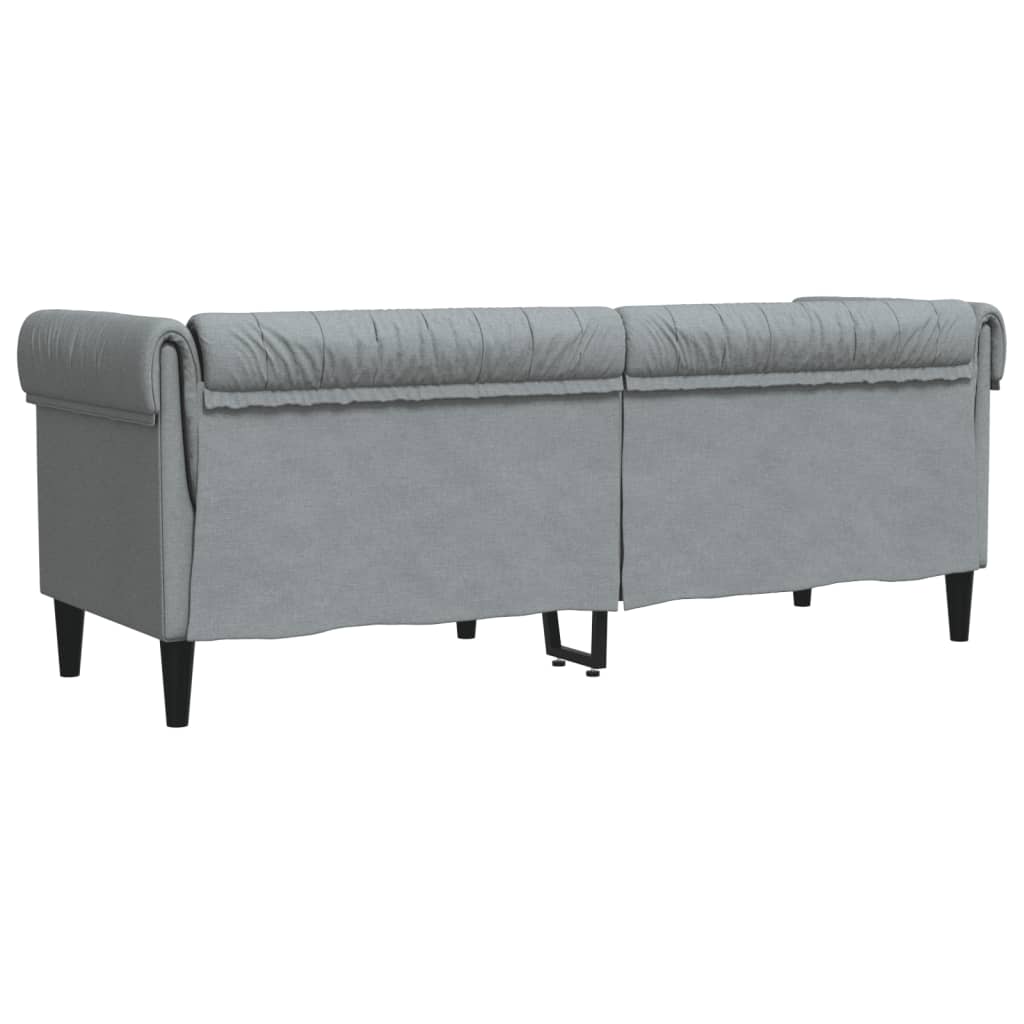 Chesterfield-Sofa 3-Sitzer Hellgrau Stoff