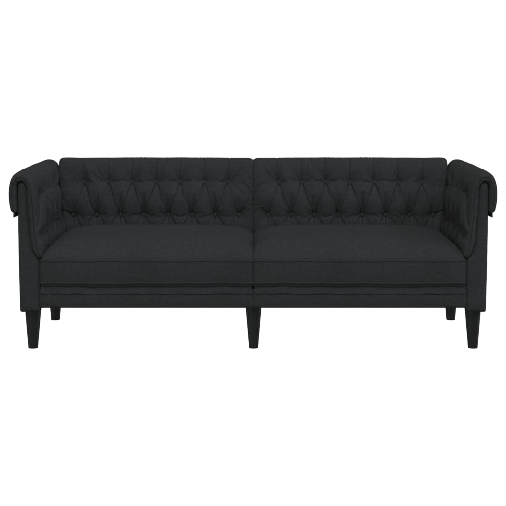 Chesterfield-Sofa 3-Sitzer Schwarz Stoff