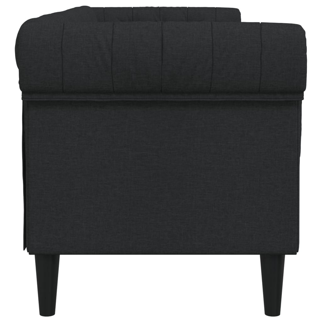 Chesterfield-Sofa 3-Sitzer Schwarz Stoff