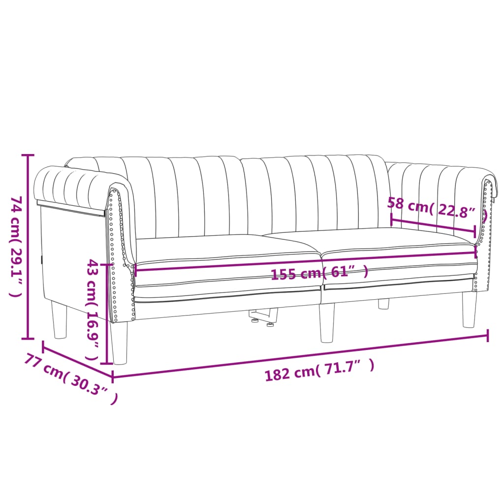 Sofa 2-Sitzer Creme Samt