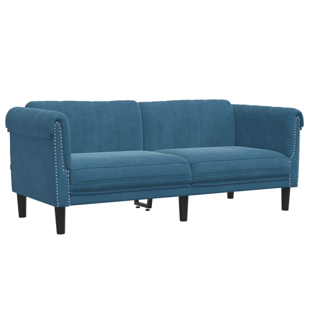 Sofa 2-Sitzer Blau Samt