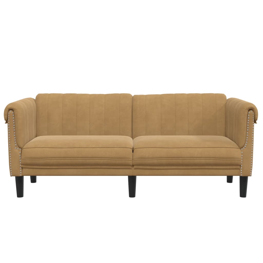 Sofa 2-Sitzer Braun Samt