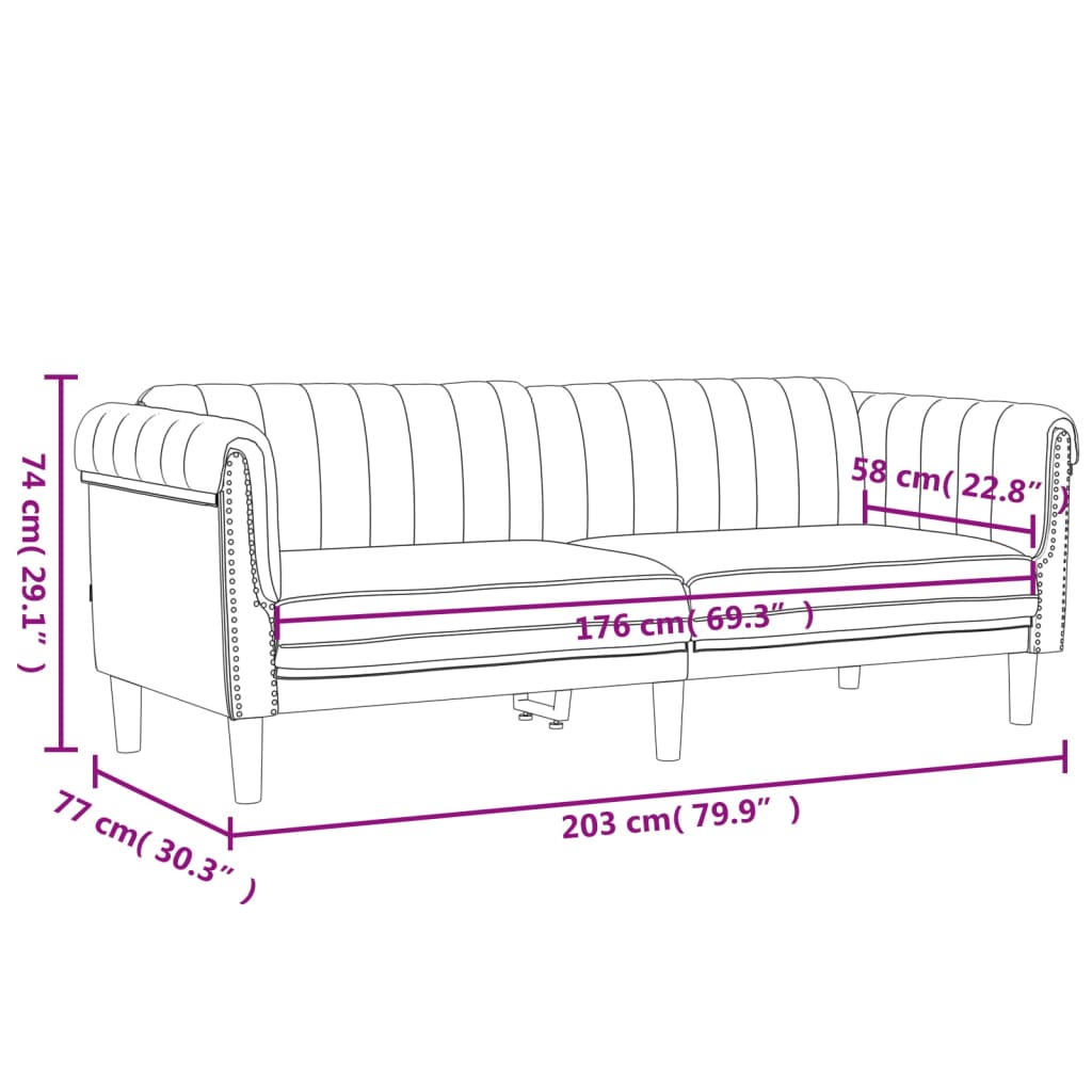 Sofa 3-Sitzer Rosa Samt