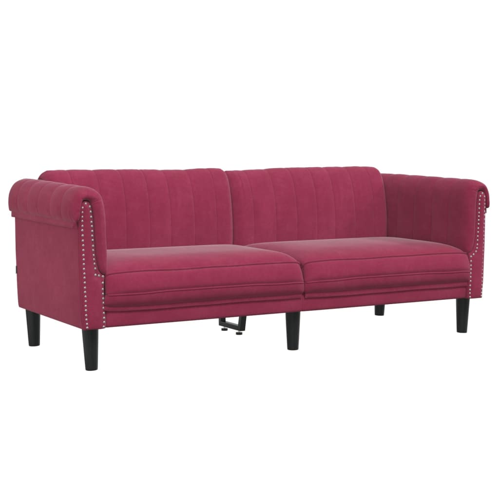 Sofa 3-Sitzer Weinrot Samt