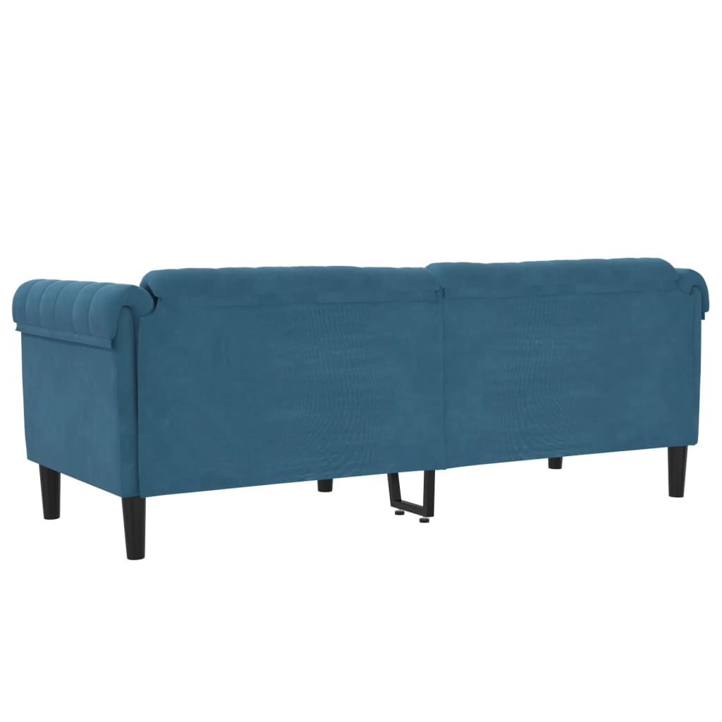 Sofa 3-Sitzer Blau Samt