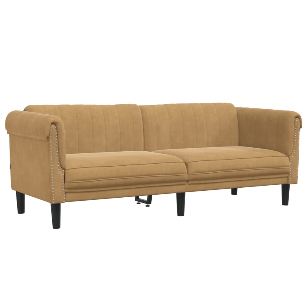 Sofa 3-Sitzer Braun Samt