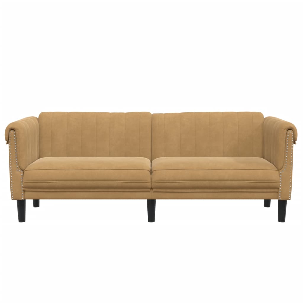 Sofa 3-Sitzer Braun Samt