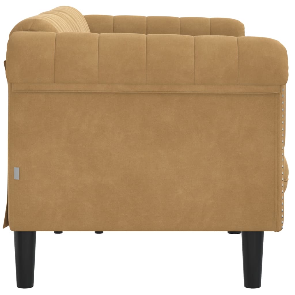 Sofa 3-Sitzer Braun Samt