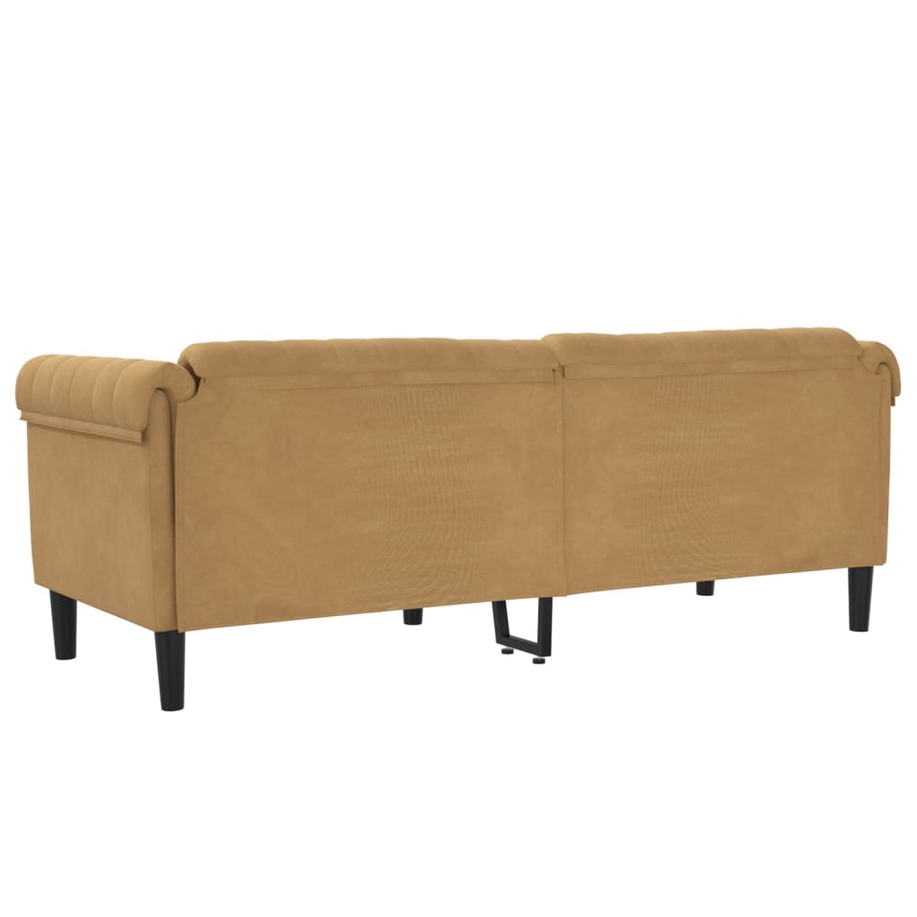 Sofa 3-Sitzer Braun Samt